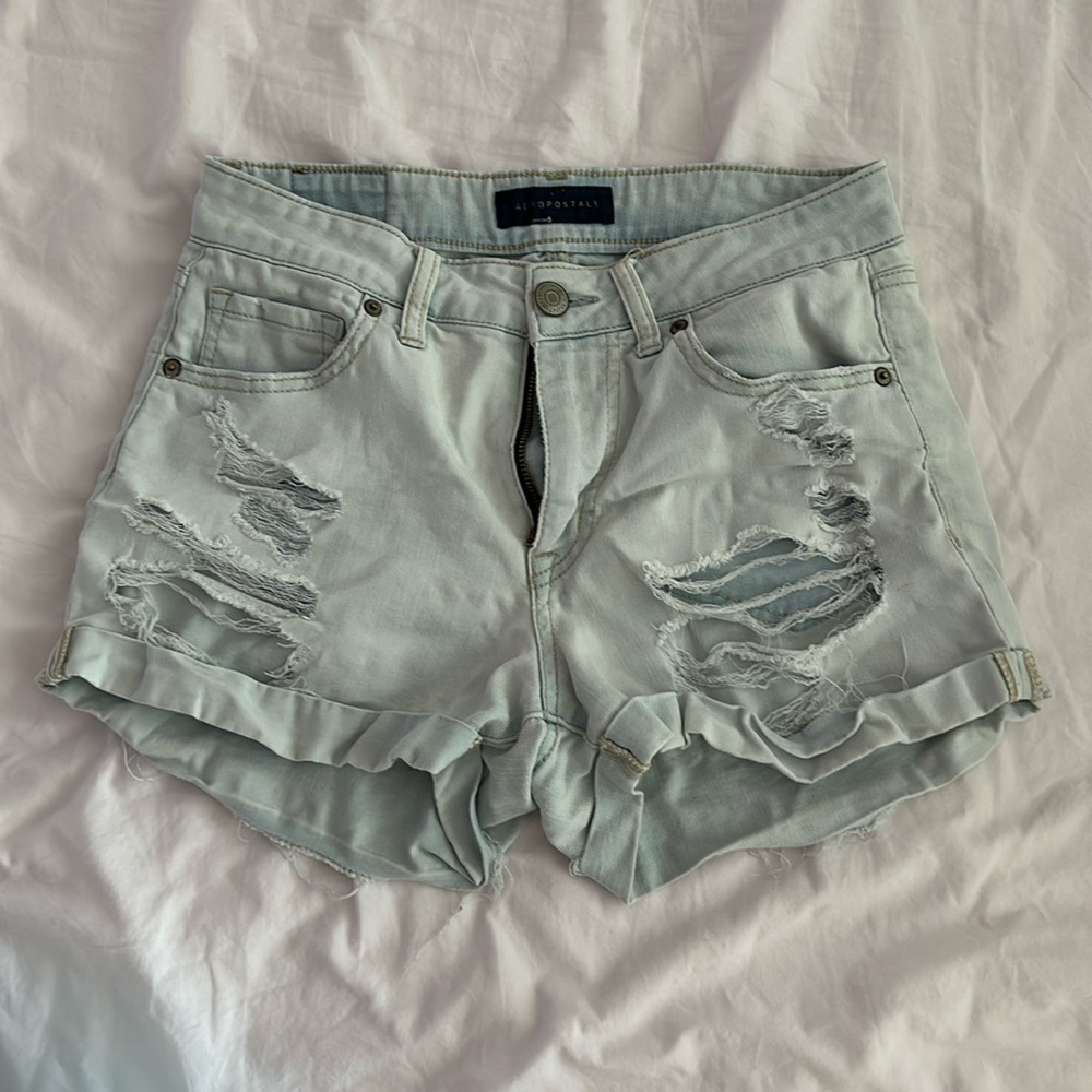 High Waisted Ripped Jean Short
